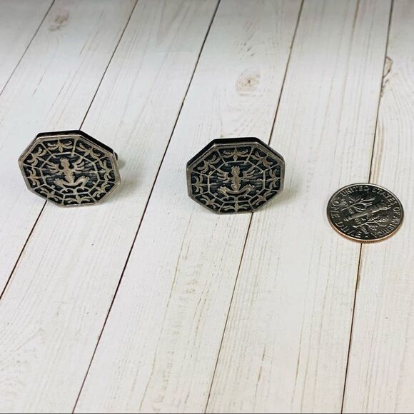 Gunmetal Blue Enameled Cufflinks - Picture 1 of 2